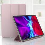 For iPad Pro 11 (2020) Horizontal Flip Ultra-thin Double-sided Clip Magnetic PU Leather Tablet Case with Three-folding Holder & Sleep / Wake-up Function(Rose Red)