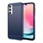 For Samsung Galaxy A24 4G Brushed Texture Carbon Fiber TPU Phone Case(Blue)