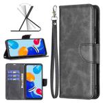 For Xiaomi Redmi Note 12S 4G / Note 11 Lambskin Texture Pure Color Flip Leather Phone Case(Black)