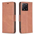 For Xiaomi 13T / 13T Pro / Redmi K60 Ultra Lambskin Texture Pure Color Flip Leather Phone Case(Brown)