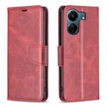 For Xiaomi Redmi 13C Lambskin Texture Pure Color Flip Leather Phone Case(Red)