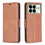 For Xiaomi Redmi K70 / K70 Pro Lambskin Texture Pure Color Flip Leather Phone Case(Brown)