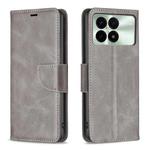 For Xiaomi Redmi K70E Lambskin Texture Pure Color Flip Leather Phone Case(Grey)