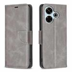 For Xiaomi Poco M6 4G / Redmi 13 4G Lambskin Texture Pure Color Flip Leather Phone Case(Grey)