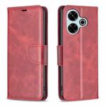 For Xiaomi Poco M6 4G / Redmi 13 4G Lambskin Texture Pure Color Flip Leather Phone Case(Red)