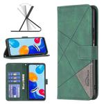 For Xiaomi Redmi Note 12S 4G / Note 11 Magnetic Buckle Rhombus Texture Leather Phone Case(Green)