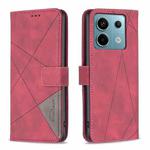For Xiaomi Redmi Note 13 Pro 5G Magnetic Buckle Rhombus Texture Leather Phone Case(Red)