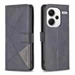 For Xiaomi Redmi Note 13 Pro+ 5G Magnetic Buckle Rhombus Texture Leather Phone Case(Black)