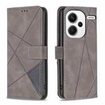 For Xiaomi Redmi Note 13 Pro+ 5G Magnetic Buckle Rhombus Texture Leather Phone Case(Grey)