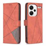 For Xiaomi Redmi Note 13 Pro+ 5G Magnetic Buckle Rhombus Texture Leather Phone Case(Brown)