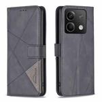 For Xiaomi Redmi Note 13 Magnetic Buckle Rhombus Texture Leather Phone Case(Black)