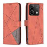 For Xiaomi Redmi Note 13 Magnetic Buckle Rhombus Texture Leather Phone Case(Brown)