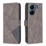 For Xiaomi Redmi 13C Magnetic Buckle Rhombus Texture Leather Phone Case(Grey)