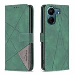 For Xiaomi Redmi 13C Magnetic Buckle Rhombus Texture Leather Phone Case(Green)