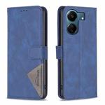 For Xiaomi Redmi 13C Magnetic Buckle Rhombus Texture Leather Phone Case(Blue)