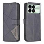 For Xiaomi Redmi K70 / K70 Pro Magnetic Buckle Rhombus Texture Leather Phone Case(Black)