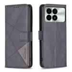 For Xiaomi Redmi K70E Magnetic Buckle Rhombus Texture Leather Phone Case(Black)