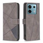 For Xiaomi Redmi Note 13 Pro 4G Global Magnetic Buckle Rhombus Texture Leather Phone Case(Grey)