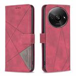 For Xiaomi Redmi A3 Magnetic Buckle Rhombus Texture Leather Phone Case(Red)
