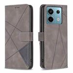 For Xiaomi Poco M6 Pro 4G Magnetic Buckle Rhombus Texture Leather Phone Case(Grey)