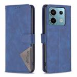 For Xiaomi Poco M6 Pro 4G Magnetic Buckle Rhombus Texture Leather Phone Case(Blue)