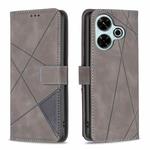 For Xiaomi Poco M6 4G / Redmi 13 4G Magnetic Buckle Rhombus Texture Leather Phone Case(Grey)
