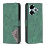 For Xiaomi Poco M6 4G / Redmi 13 4G Magnetic Buckle Rhombus Texture Leather Phone Case(Green)