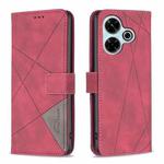 For Xiaomi Poco M6 4G / Redmi 13 4G Magnetic Buckle Rhombus Texture Leather Phone Case(Red)