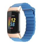 For Fitbit Charge 5 Magnetic Loop Leather Watch Band(Cape Cod Blue)