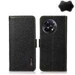 For OnePlus Ace 2 5G KHAZNEH Side-Magnetic Litchi Genuine Leather RFID Phone Case(Black)