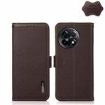 For OnePlus Ace 2 5G KHAZNEH Side-Magnetic Litchi Genuine Leather RFID Phone Case(Brown)