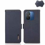 For Xiaomi Redmi 12C/Redmi 11A 4G KHAZNEH Side-Magnetic Litchi Genuine Leather RFID Phone Case(Blue)
