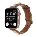 Rivet Genuine Leather Watch Band For Apple Watch Series 7 41mm / 6 & SE & 5 & 4 40mm / 3 & 2 & 1 38mm(Brown)