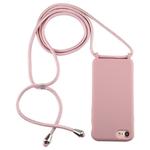 For iPhone 8 / 7 Candy Color TPU Protective Case with Lanyard(Dark Pink)