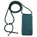 For iPhone X / XS Candy Color TPU Protective Case with Lanyard(Dark Green)
