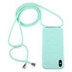 For iPhone XS Max Candy Color TPU Protective Case with Lanyard(Mint Green)