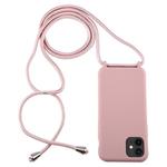 For iPhone 11 Candy Color TPU Protective Case with Lanyard(Dark Pink)