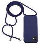 For iPhone 11 Candy Color TPU Protective Case with Lanyard(Dark Blue)