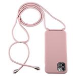 For iPhone 11 Pro Candy Color TPU Protective Case with Lanyard(Dark Pink)