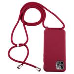 For iPhone 11 Pro Candy Color TPU Protective Case with Lanyard(Red)