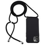 For iPhone 11 Pro Max Candy Color TPU Protective Case with Lanyard(Black)
