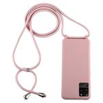 For Galaxy S20 Ultra Candy Color TPU Protective Case with Lanyard(Dark Pink)