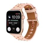 Punk Rivet Genuine Leather Watch Band For Apple Watch Series 7 41mm / 6 & SE & 5 & 4 40mm / 3 & 2 & 1 38mm(Pink)