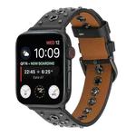 Punk Rivet Genuine Leather Watch Band For Apple Watch Series 7 41mm / 6 & SE & 5 & 4 40mm / 3 & 2 & 1 38mm(Black)