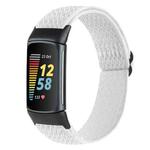 For Fitbit Charge 5 Buckle Wave Braided Nylon Watch Band(White)