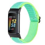 For Fitbit Charge 5 Buckle Wave Braided Nylon Watch Band(Mint Green)