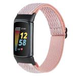 For Fitbit Charge 5 Buckle Wave Braided Nylon Watch Band(Pink)