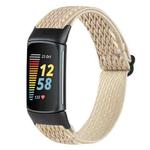 For Fitbit Charge 5 Buckle Wave Braided Nylon Watch Band(Apricot)