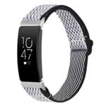 For Fitbit Inspire 2 Buckle Wave Braided Nylon Watch Band(White Black)