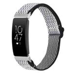 For Fitbit Inspire Buckle Wave Braided Nylon Watch Band(White Black)
